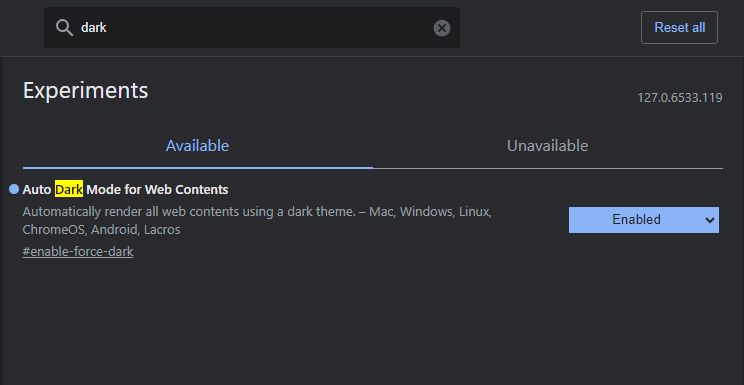 chrome-flags-dark-mode